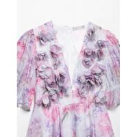 BUNO-Mini vestido estampado de manga acampanada con cuello en V para mujer, vestido plisado de cintura alta, vestido de fiesta de noche de verano, vestido de Club, moda Sexy - details 25