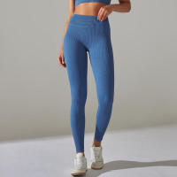 Pantalones deportivos de cintura alta sin costuras para yoga para mujer para hacer ejercicio y correr - details 2