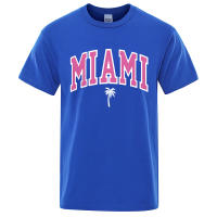 Camiseta holgada informal con letras para hombre, ropa de algodón con estampado de dibujos animados, cuello redondo, Miami Seaside City - details 8
