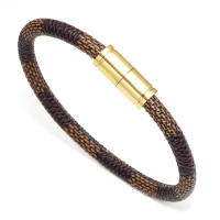 Pulsera de cuero a rayas para hombre, pulsera de aleación con cierre magnético para pareja unisex, bisutería urbana, regalos para hombre - details 2