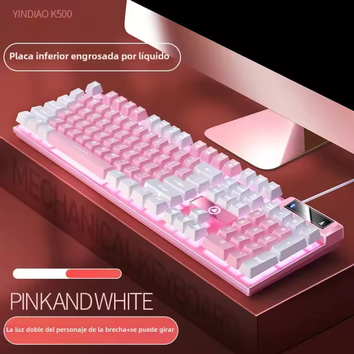 Teclado de Juego con 104 Teclas Retroiluminado y Colorido para Computadora Periférica E-sports - 1