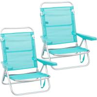Pack 2 Sillas Playa Plegables |   Ligera Portátil |   Baja y Reclinable de 4 Posiciones |   para Camping, Piscina, Terraza o Jardín Azul - details 7