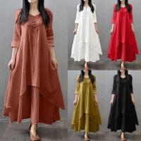 Vestidos de mujer Bohemia capas Vintage bata manga suelta vestido largo Mujer Otoño Vestidos - details 2