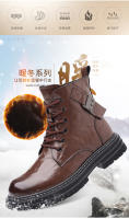 Cuero Piel de vaca Forro polar Botas cálidas para hombres Botas de tendencia versátiles Botas de herramientas - details 4