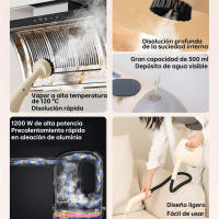 Limpiador a vapor, limpieza continua a vapor, 1200W, súper limpieza, múltiples accesorios, limpiador a vapor portátil de alta presión para toda la casa, desinfección y desengrasado, eléctrico, eliminador de grasa de cocina portátil - details 4