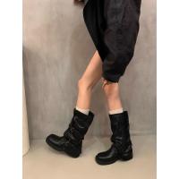 Botas Retro Nicho Talón Grueso, Botas Medias y Altas, Estilo Vaquero Occidental, Botas de Caballero, Otoño Temprano, Botas de Mujer Francesa - details 7