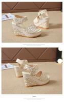 Sandalias de cuña con punta abierta para mujer, zapatos de plataforma con tira trasera, elegantes e informales - details 1