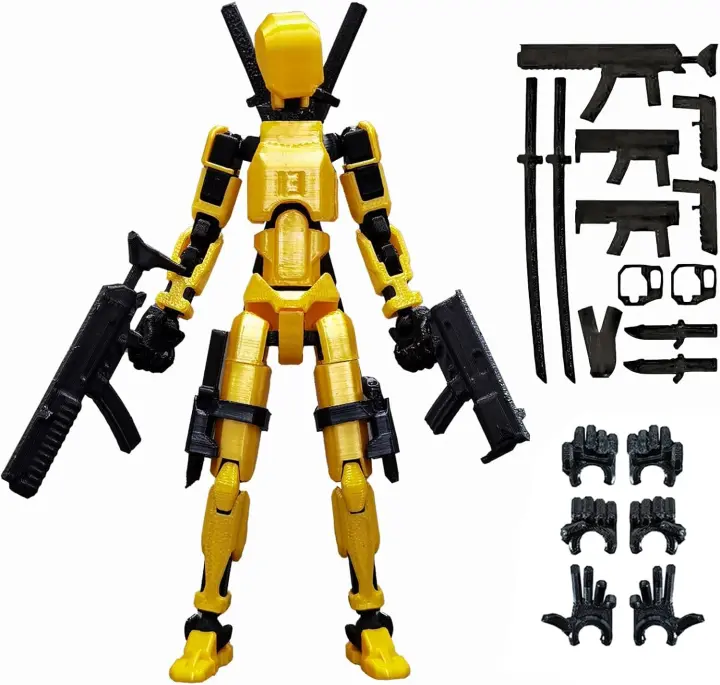 Figura de acción T13 con muchos accesorios, figura Titan13 multiguiñada impresa en 3D, juguete decorativo de escritorio Gold Dummy 13 - 1