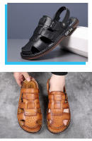Sandalias de verano para hombres de la bolsa de cuero de la cabeza, sandalias de hombres de uso exterior, conducción de doble propósito, antideslizantes, zapatos de playa de moda para hombres de carne de vacuno, suelas de tendón. - details 15