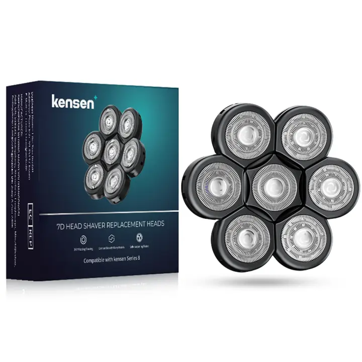 Cabeza de Afeitar Kensen Reemplazo Práctico para Barba Máquina de Afeitar 7D Floating Washable Kit de Cortadora de Cabello Color Plata - 1