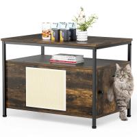 Caja de Arena de Gato de Madera Enchufe Occulto para Muebles Armario de Almacenamiento de Mascotas con Estante Baño Interior para Gatos - details 0