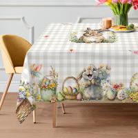 Mantel de Pascua a Cuadros de Búfalo Cubierta de Mesa Lavable para Fiesta en Granja al Aire Libre - details 4
