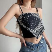 Camiseta sin mangas de verano, camiseta sin mangas ajustada con estampado retro y cuello cuadrado, camiseta para mujer - details 2