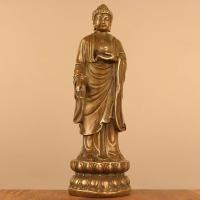Adorno de estatua de Amitabha de bronce antiguo, estatua de pie, hogar de Buda receptor, salón budista, tienda de ofrendas, oficina, escritorio - details 2