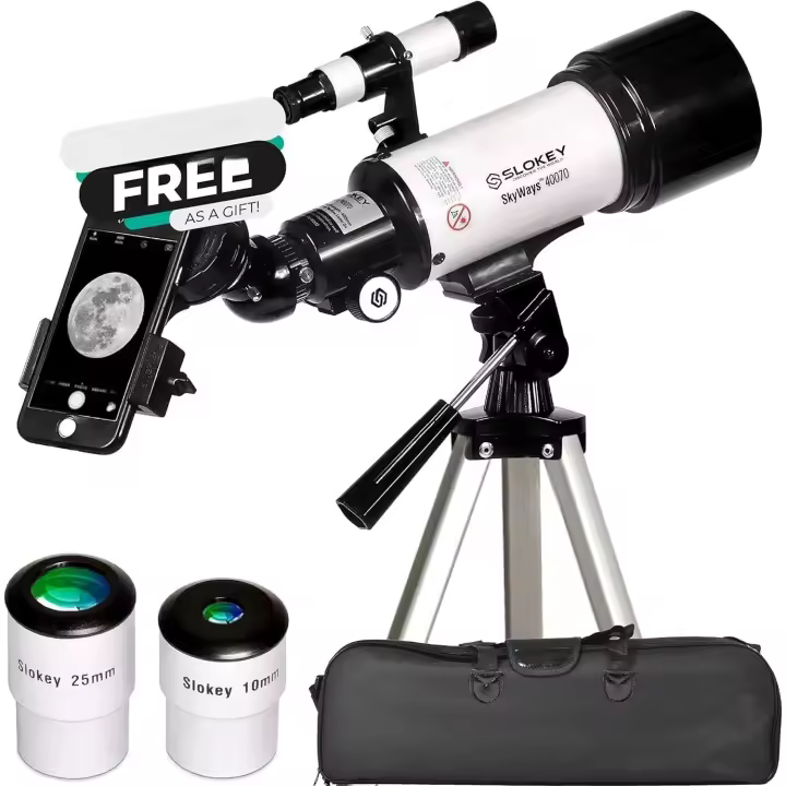 Telescopio Astronómico Aumento 16x-120x Incluye Dos Oculares, Lente Barlow 3x, Trípode, Adaptador para Teléfono Vea la Luna, Planetas y Estrellas - 1