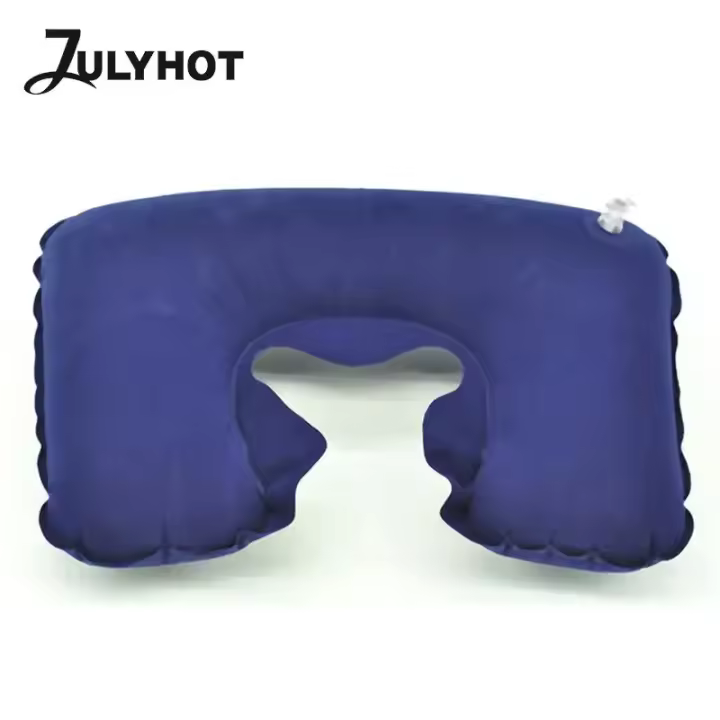 Almohada inflable en forma de U para viajes al aire libre, cojín suave para el cuello, salud, sueño, cabeza, anillo, cojín plegable - 1