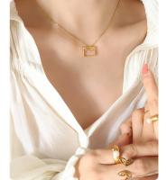 Nuevo collar con colgante en forma de sobre, joyería de lujo chapada en oro con incrustaciones de circonita cuadrada - details 1