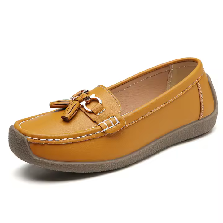 Mocasines de mujer sin cordones de cuero ballet planos cómodos zapatos planos - 1