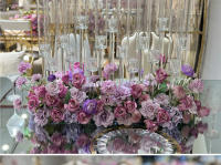 Camino de mesa de rosa púrpura de lujo, telón de fondo de boda, marco de arco de cuerno, arreglo de decoración, soporte de flores para escenario Floral, centro de mesa Ba - details 15