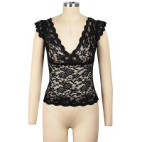 Camiseta de Mujer sin Mangas de Encaje con Cuello en V Ajuste Perfecto, Ropa de Alta Gama - details 7
