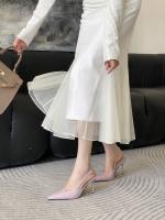 Bolsa de tacón fino puntiagudo sandalias de cabeza de las mujeres usan nuevo trasero francés versátil boca vacía poco profunda zapatos individuales zapatos de mujer - details 5