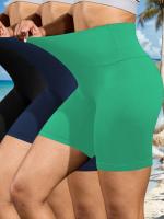 Paquete de 3 pantalones cortos de motociclista de cintura alta para mujer, control de barriga súper suave, sin transparencias, entrenamiento, yoga, correr, push up, pantalones cortos de gimnasio y fitness - details 6