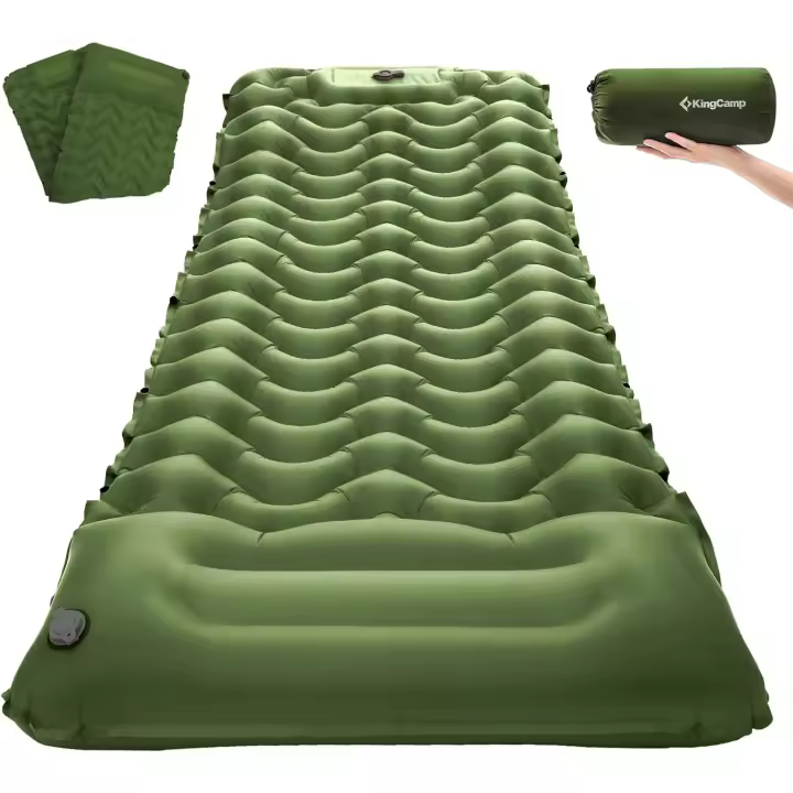 Mat de Camping Inflable Ultraligero Integrado con Bomba de Pie Colchón Inflable Compacto Duradero con Almohada Ideal para Senderismo y Camping - 1