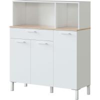 Alacena de Cocina Mueble Auxiliar de 3 Puertas y 1 Cajón Acabado en Blanco Artik y Roble Canadian - details 0