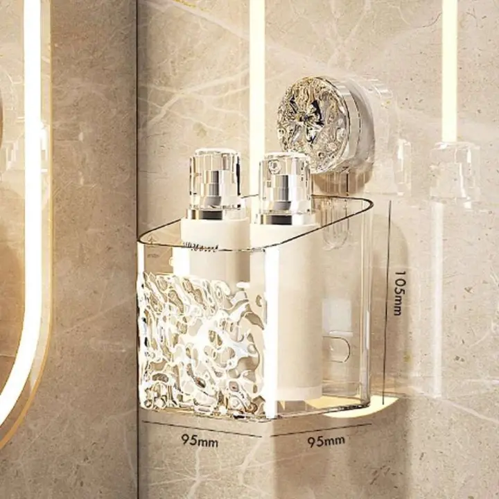 Taza de ducha con cesta para estante, accesorio con patrón de glaciar ligero, instalado en SEO, organizador de baño, disposición giratoria - 1