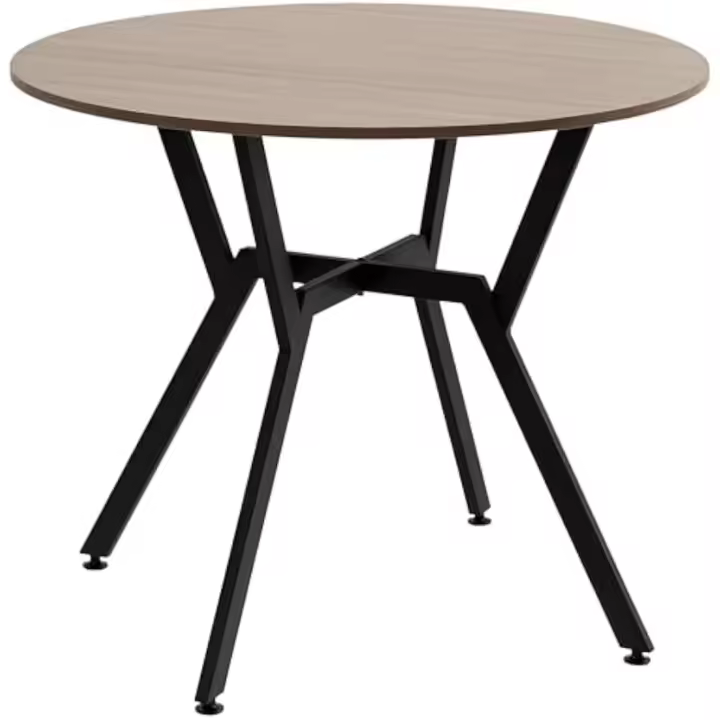 Mesa de comedor redonda industrial con tapa de madera y marco de acero para salón, carga 60 kg Ø90x76 cm - 1