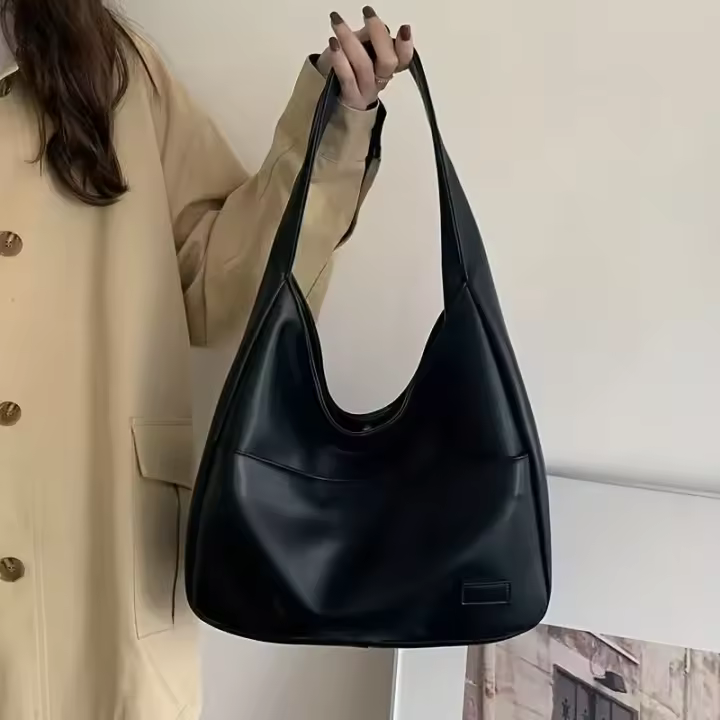 Bolsos hobo de mujer, bolso de hombro liso, bolsos de gran capacidad a la moda. - 1
