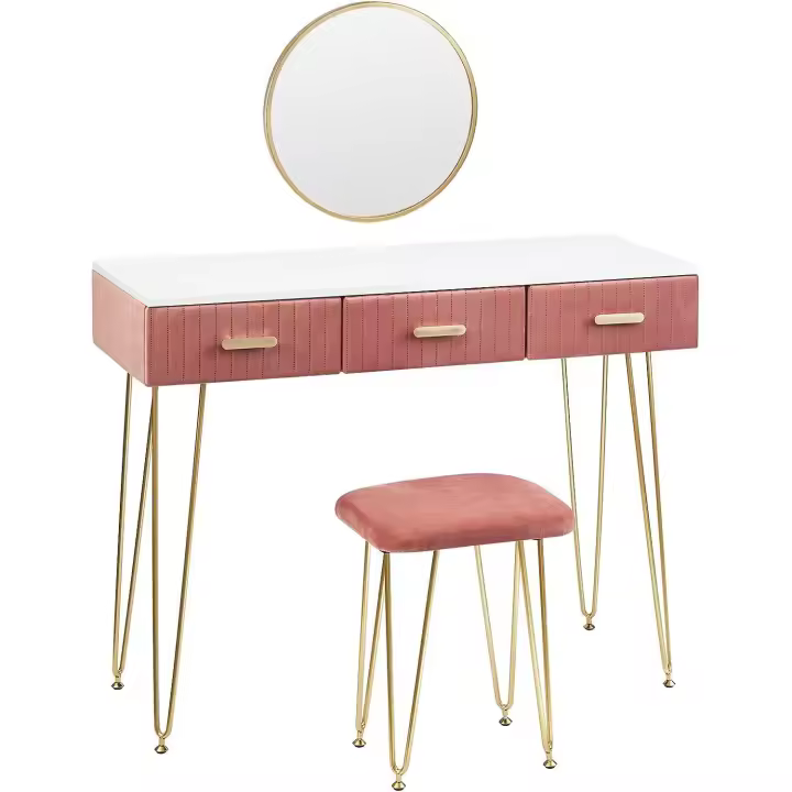 Tocador con cajones Espejo Tocador Mesa grande 100x40cm rosa - 1