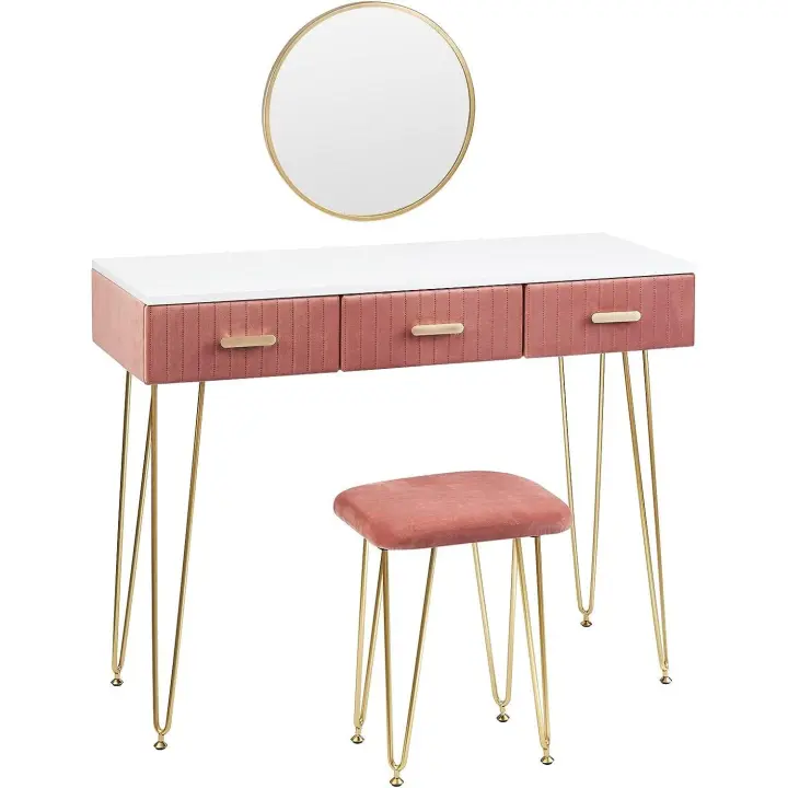 Tocador con cajones Espejo Tocador Mesa grande 100x40cm rosa - 1