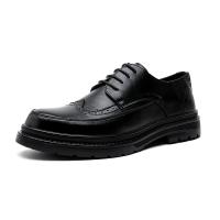 Zapatos de cuero Derby para hombres, calzado de encaje hasta pisos, Negro Sólido, Simple de negocios, fiesta, boda - details 1