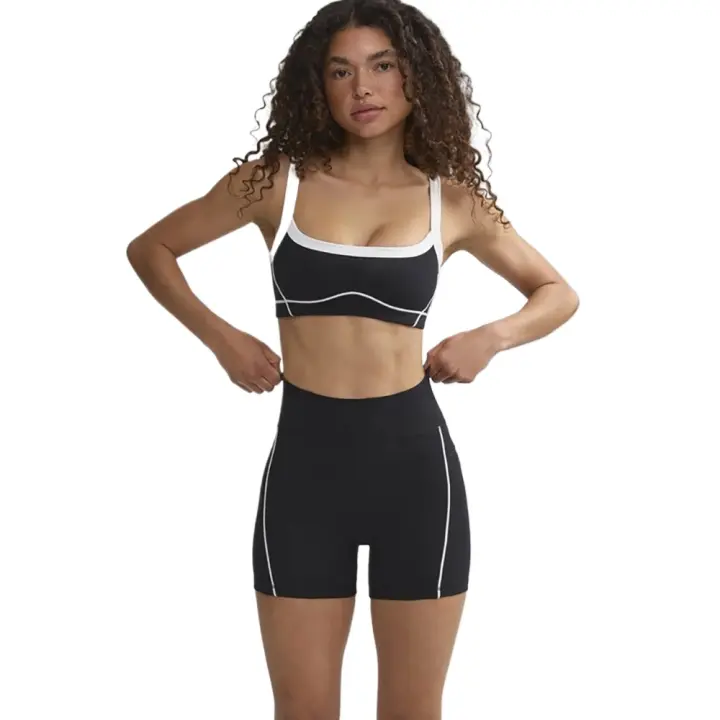 Conjunto de Yoga para Mujer Sujetador de Espalda con Contraste de Colores Desnudos - 1