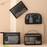 Bolsa De Maquillaje Para Mujer De Tela Malla Negra Gran Capacidad Organizador De Viaje Portátil Bolsas De Toallas De Higiene Personal - details 6