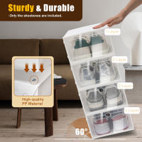 Organizador de Zapatos de Plástico Transparente Plegable Almacenamiento de Espacio Saving para el Hogar Caja de Almacenamiento de Muebles y Organización - details 3
