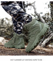 Zapatos de senderismo para hombre, zapatillas tácticas de cuero de gamuza, resistentes al desgaste, senderismo, caza - details 17