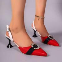 Tacones novedad de verano estilo bloque de Color moda versátil Baotou fino puntiagudo boca poco profunda hueco Sandalias de tacón alto para mujer - details 4