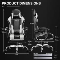 Silla Gaming con Masajeador Ergonómica Silla Gamer con Reposapiés Reposacabeza,Soporte Lumbar Silla Juego Ajustable en Altura con Asiento Giratorio para Oficina o Juegos Blanco - details 2