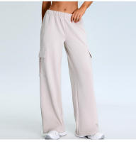Otoño Invierno nuevo Yoga mujeres elástico de cintura alta pierna recta deportes Casual acampanado Cargo Fitness pantalones largos - details 21