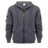 Sudadera con Capucha de Cremallera Completa para Hombres Ropa Deportiva Casual de Otoño-Invierno con Bolsillo Plano - details 3