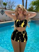 Conjunto de bikini con lazo teñido Traje de baño de cintura alta Traje de baño de Dacron - details 34
