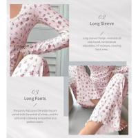 Conjunto De Pijamas Para Mujer Con Cuello Redondo Y Mangas Largas Pantalones Elásticos Ropa Casual De Primavera Dos Piezas - details 4