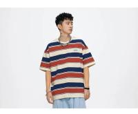 Camiseta holgada de manga corta para hombre y mujer, camisa a rayas, Color de contraste, verano, 2024 - details 1