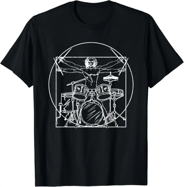 Regalo de baterista, Da Vinci Drums, regalo de dibujo para fanáticos de la música, camiseta - 1