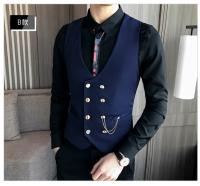 2025 último estilo doble botonadura hombres traje chaleco botón dorado Slim Fit Formal novio boda chaleco ropa de calle chaleco sin mangas chaqueta - details 2