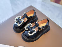 Zapatos de cuero para niña con lazos de perlas, zapatos planos suaves y cómodos con perlas de princesa, primavera y otoño - details 8