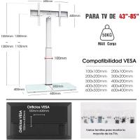 Pie Suelo para 32-85 Pulgadas, Inclinable y Giratorio y Altura Ajustable, Universal máx VESA 600x400mm 50kg - details 13