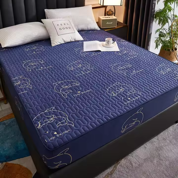 Funda de colchón gruesa impermeable, alfombrilla de látex acolchada, fundas de cama, Protector de sábana ajustable agradable para la piel, colcha 150/160/180x200 - 1